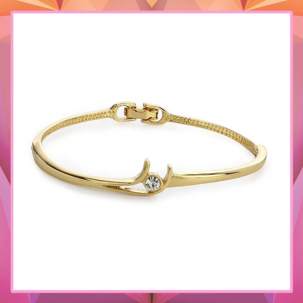 Gold Plated White Stone Bangle Bracelet For Womens