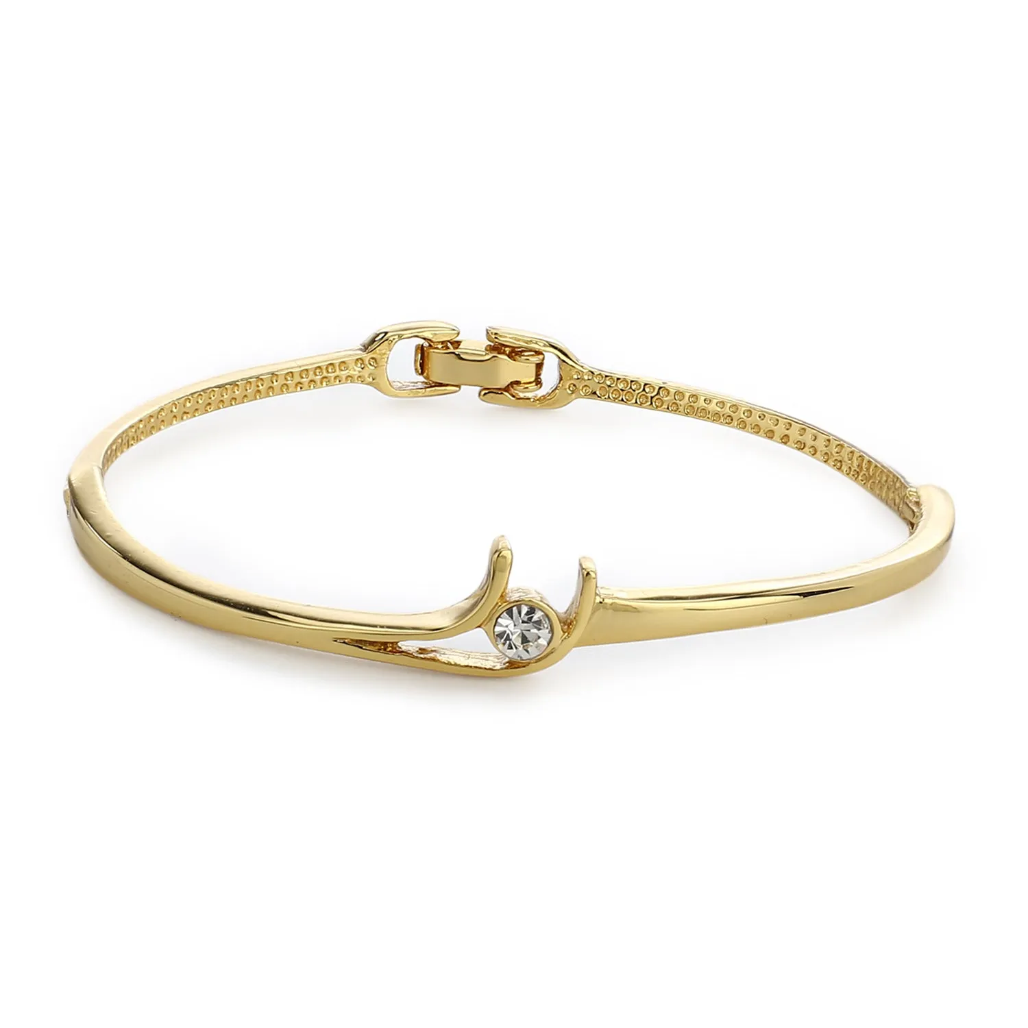 Gold Plated White Stone Bangle Bracelet For Womens