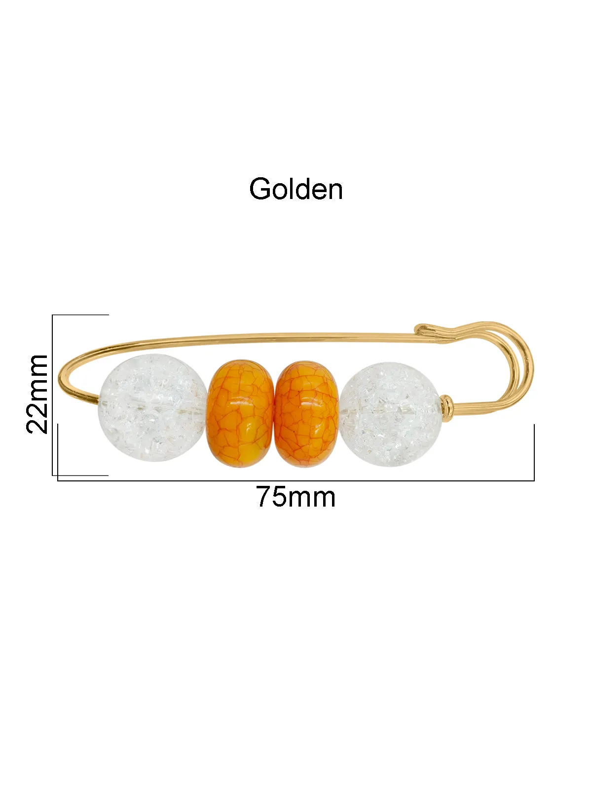 Golden Safety Pin with Beaded Designer Pin Brooch