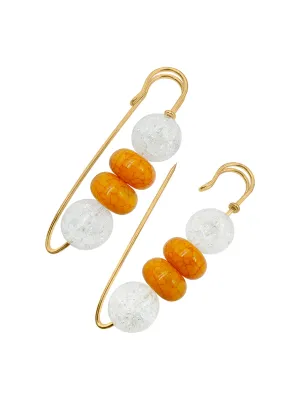 Golden Safety Pin with Beaded Designer Pin Brooch