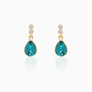 Golden Turquoise Blue Tear Drop Earrings