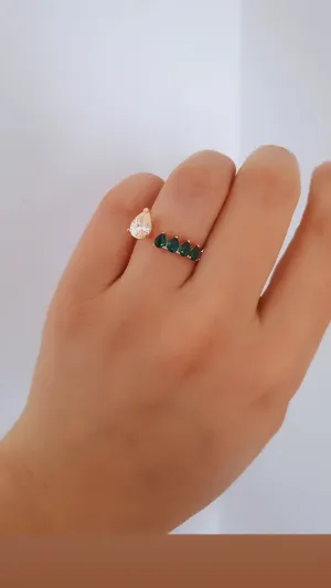 Gree Mia Drop Ring - 925 Sterling Silver & Rose Gold Plated
