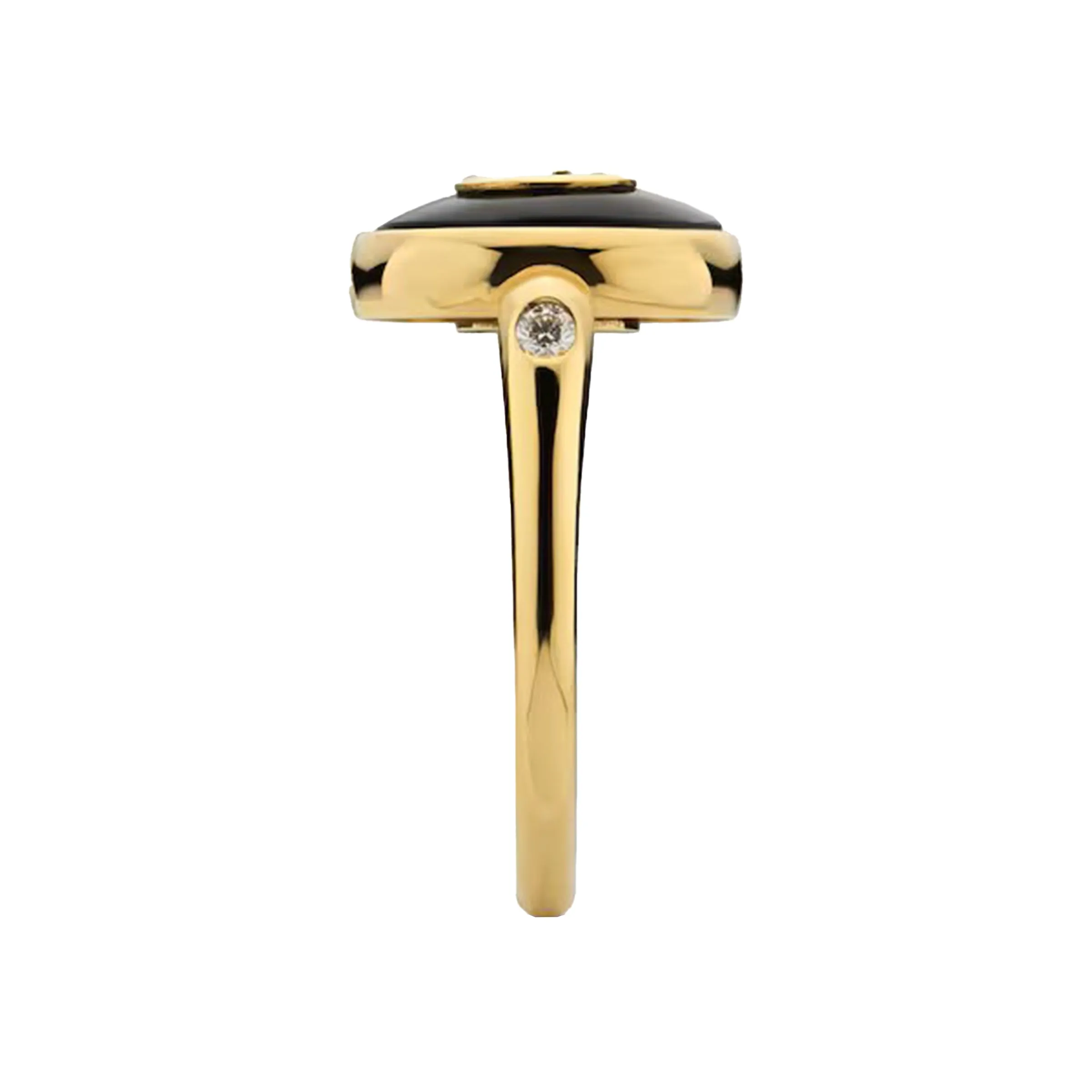 Gucci Interlocking 18ct Yellow Gold Black Onyx Ring