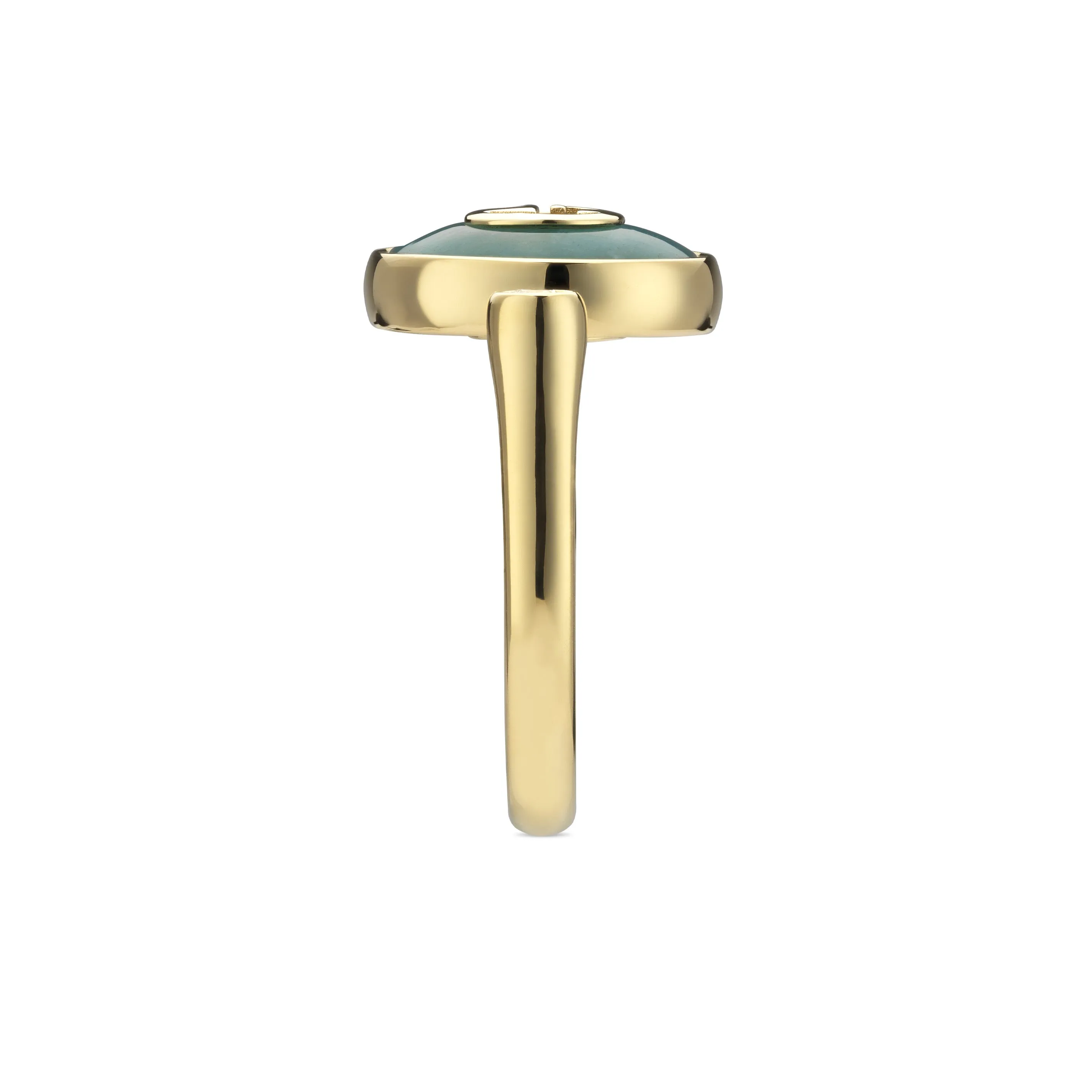 Gucci Interlocking G 18ct Yellow Gold Amazonite & Diamond Ring