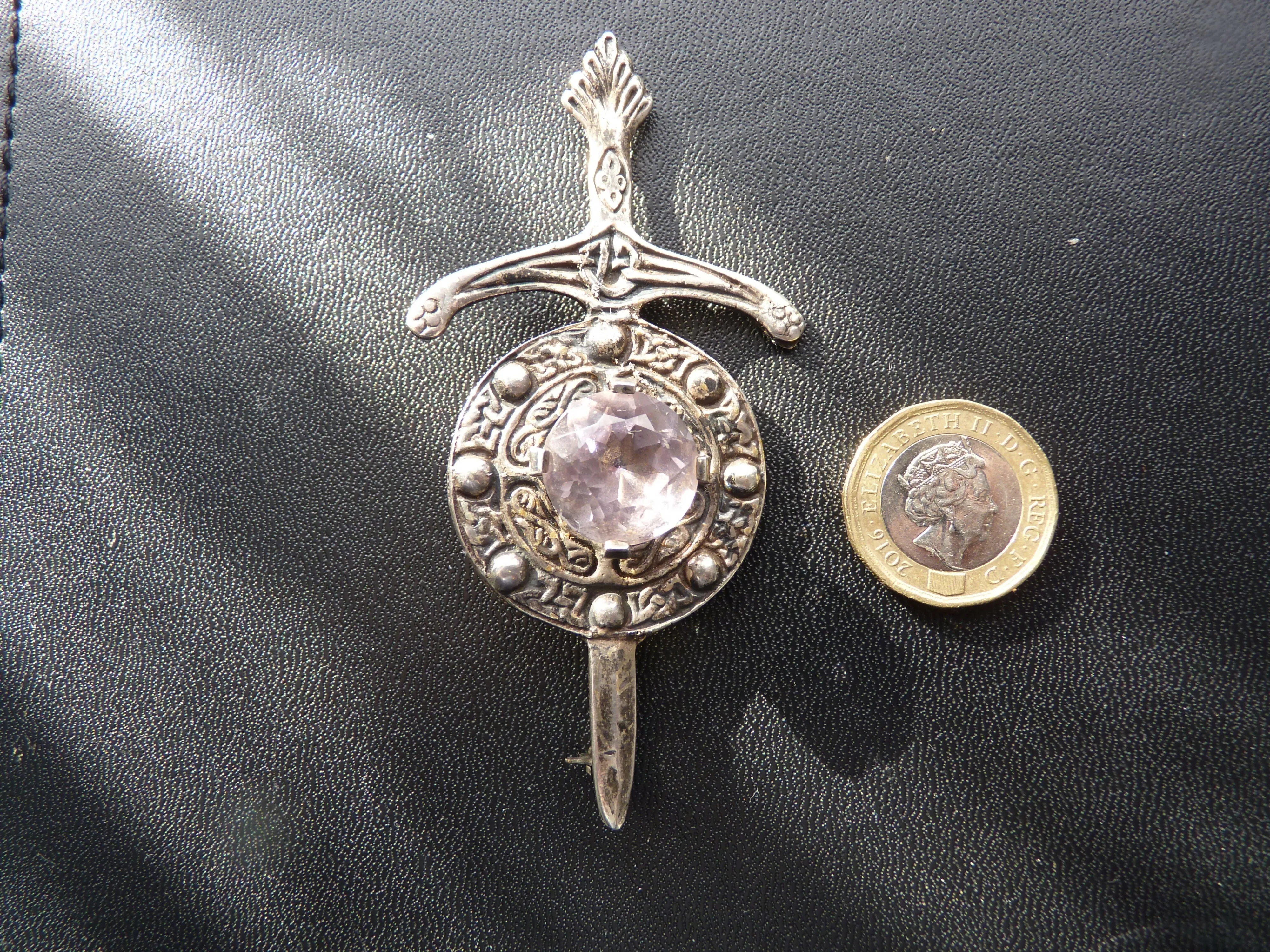 Hall marked Silver Brooch.