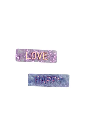 Happy Love Acrylic Hair Clips