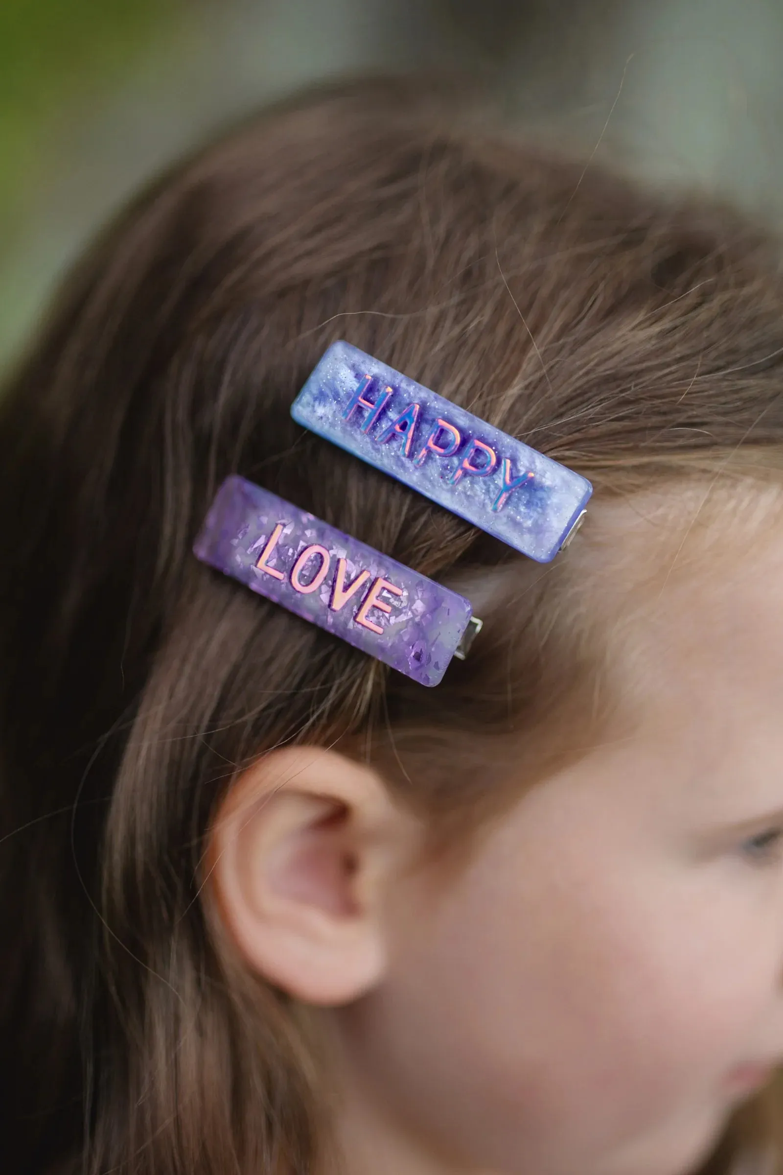 Happy Love Acrylic Hair Clips