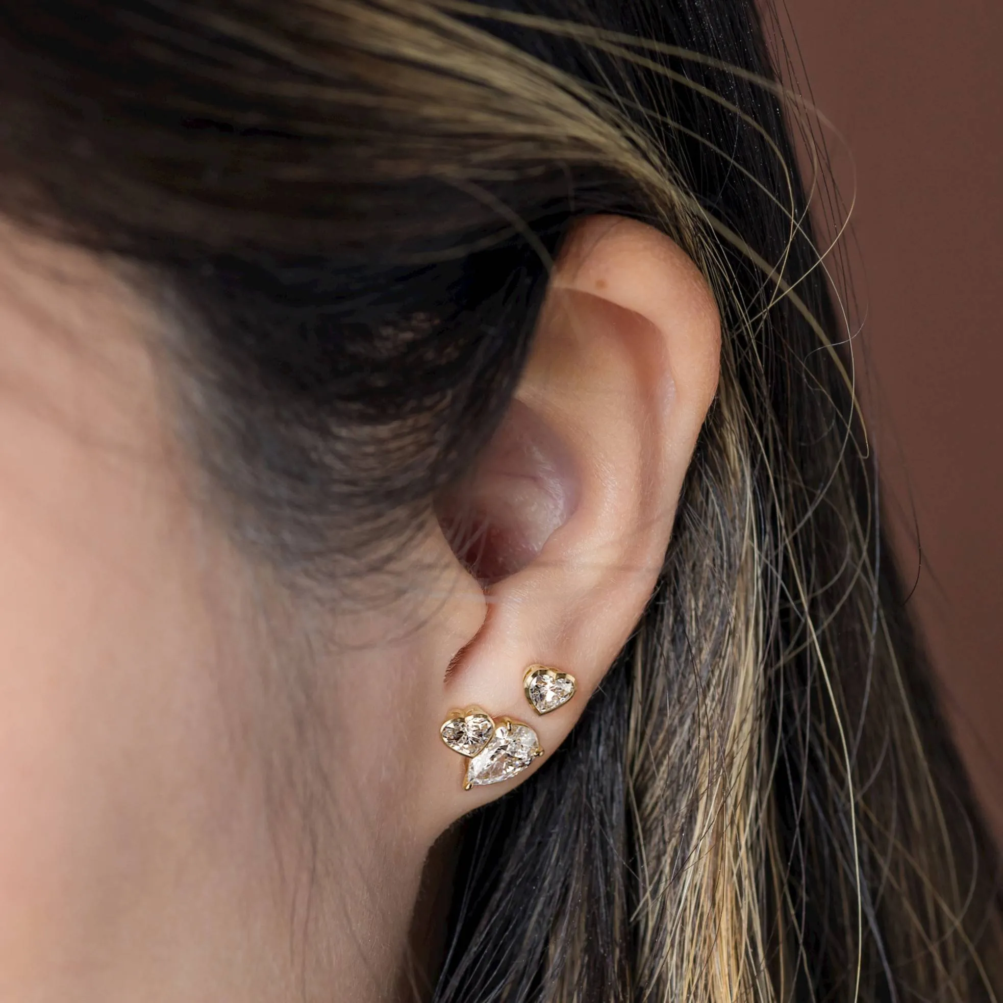 Heart to Heart Bezel Studs