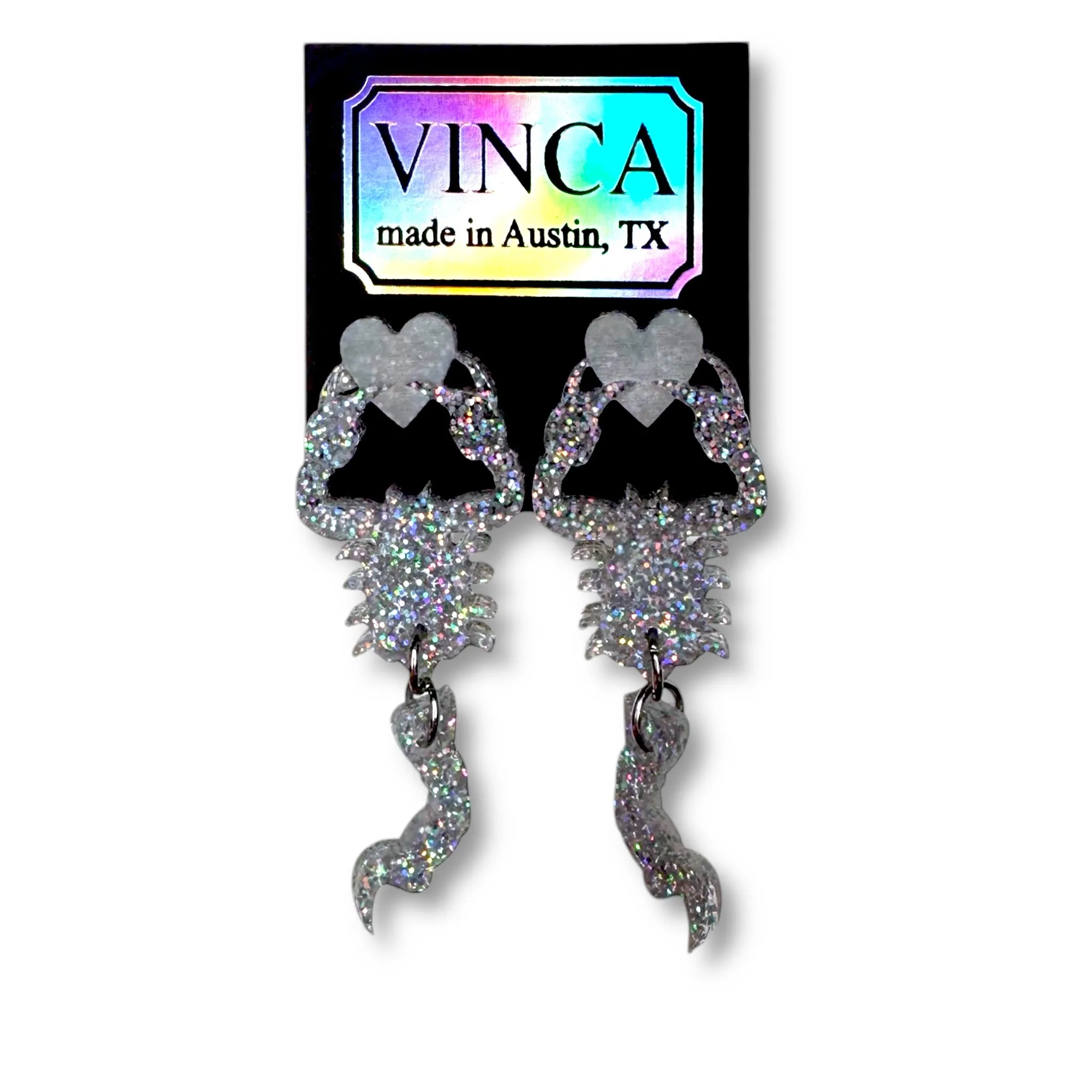 Heartbreaker Scorpion Earrings - Glitter Holo