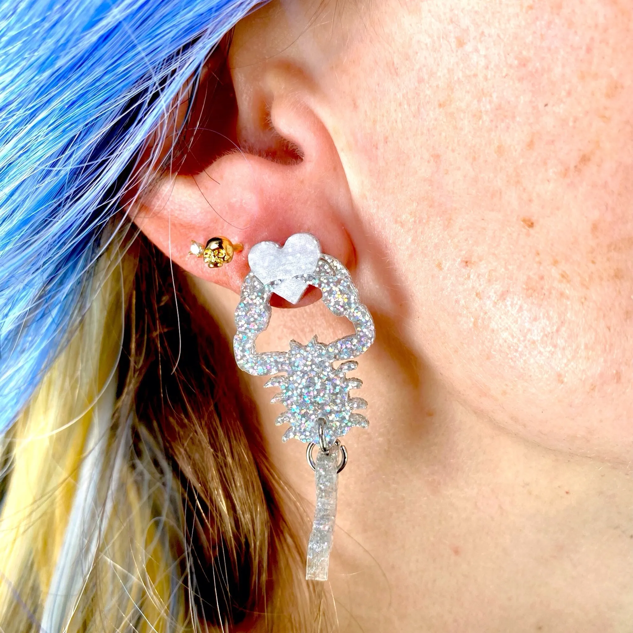 Heartbreaker Scorpion Earrings - Glitter Holo