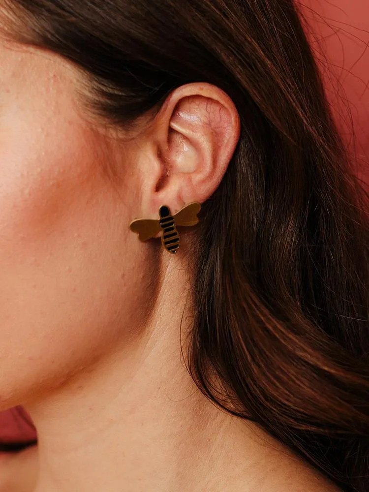 Honey Bee Studs - Gold
