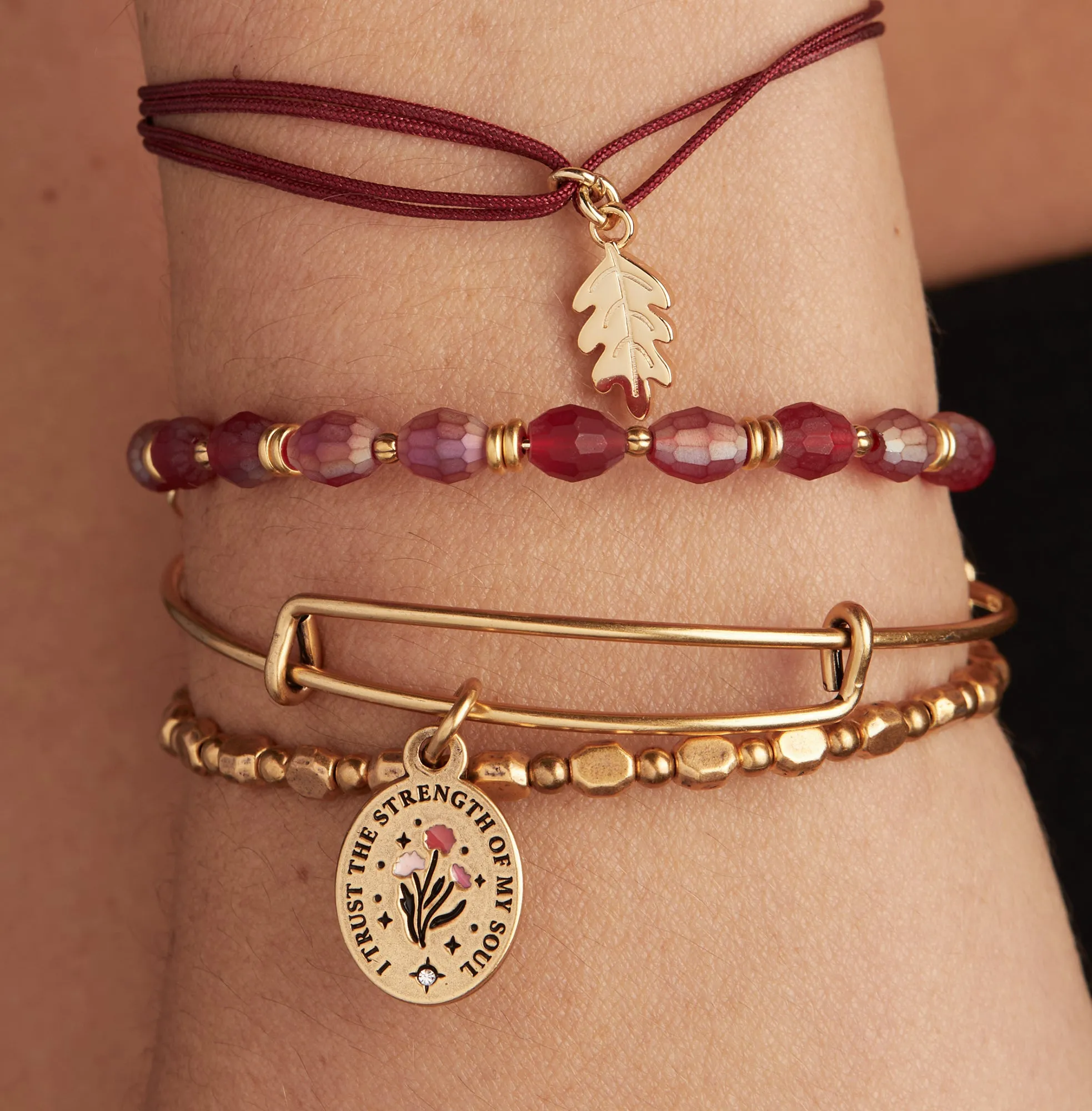 I Trust the Strength of My Soul' Charm Bangles, Set of 3