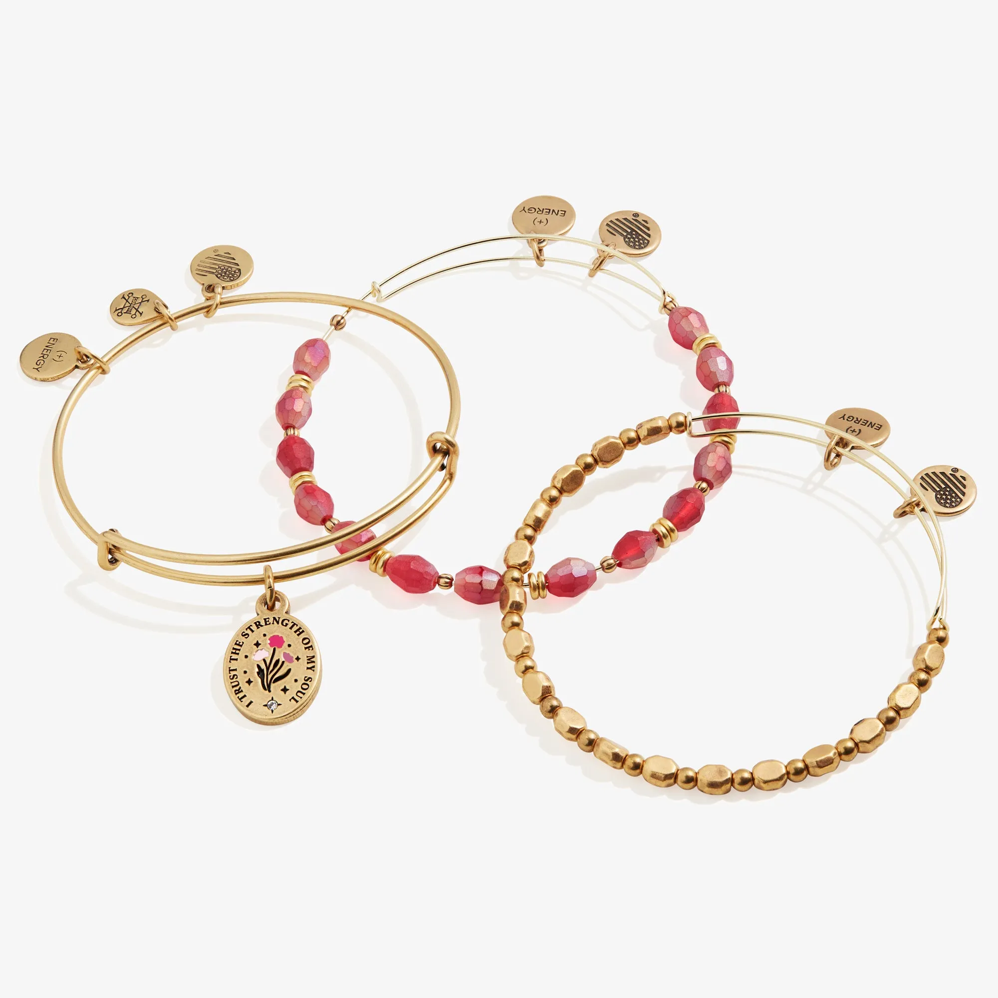 I Trust the Strength of My Soul' Charm Bangles, Set of 3