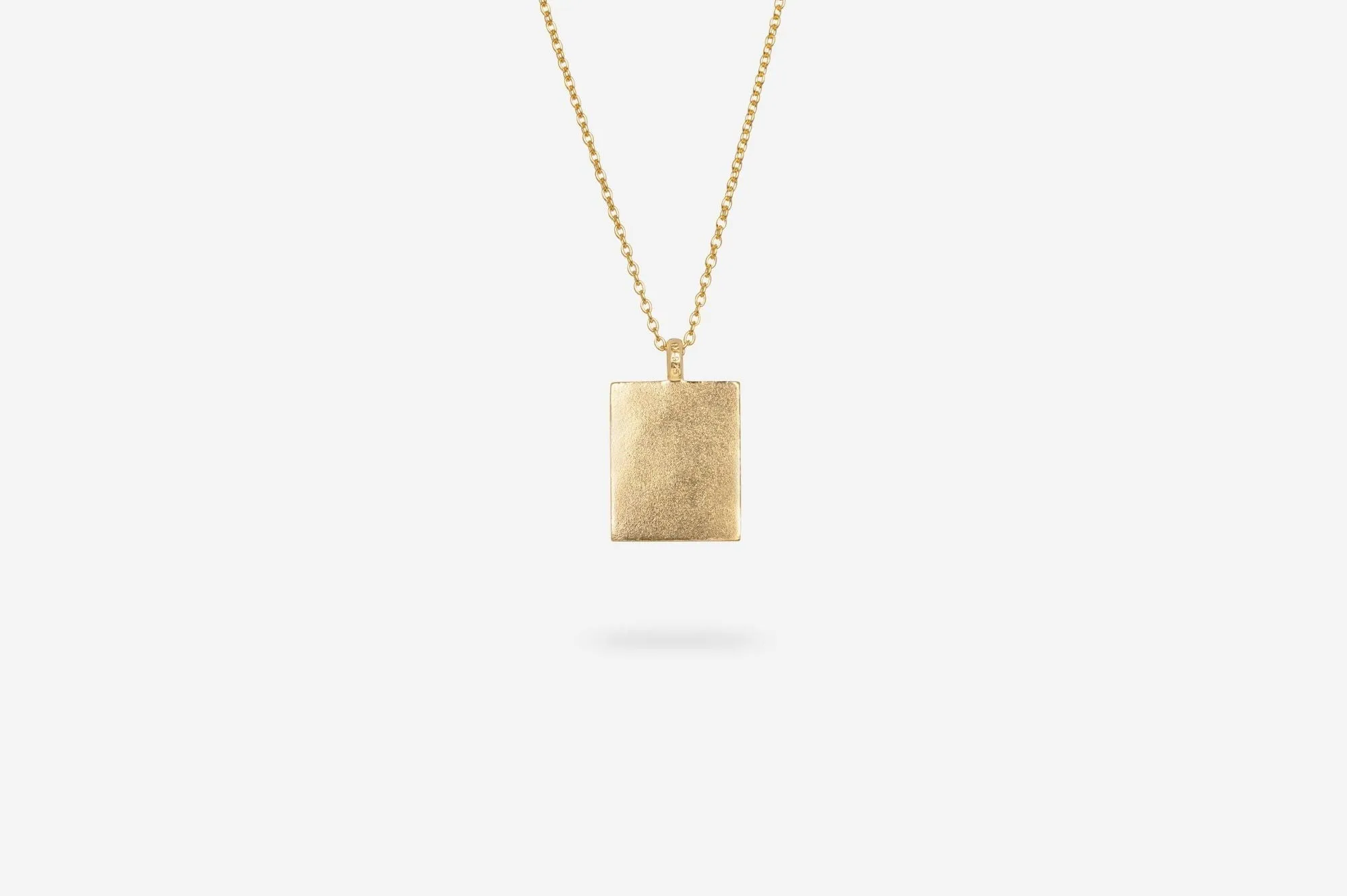 IX Rustic Square Gold Plated Pendant