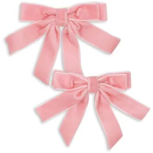 Konges Sl?jd Peony Pink 2 Pack Velvet Double Bow Hair Clips