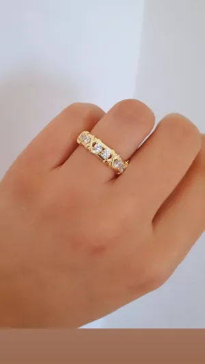 La X Ring - 925 Sterling Silver & Yellow Gold Plated