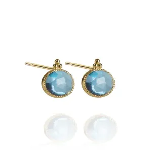 Large Precious Studs Blue Topaz 18K Gold