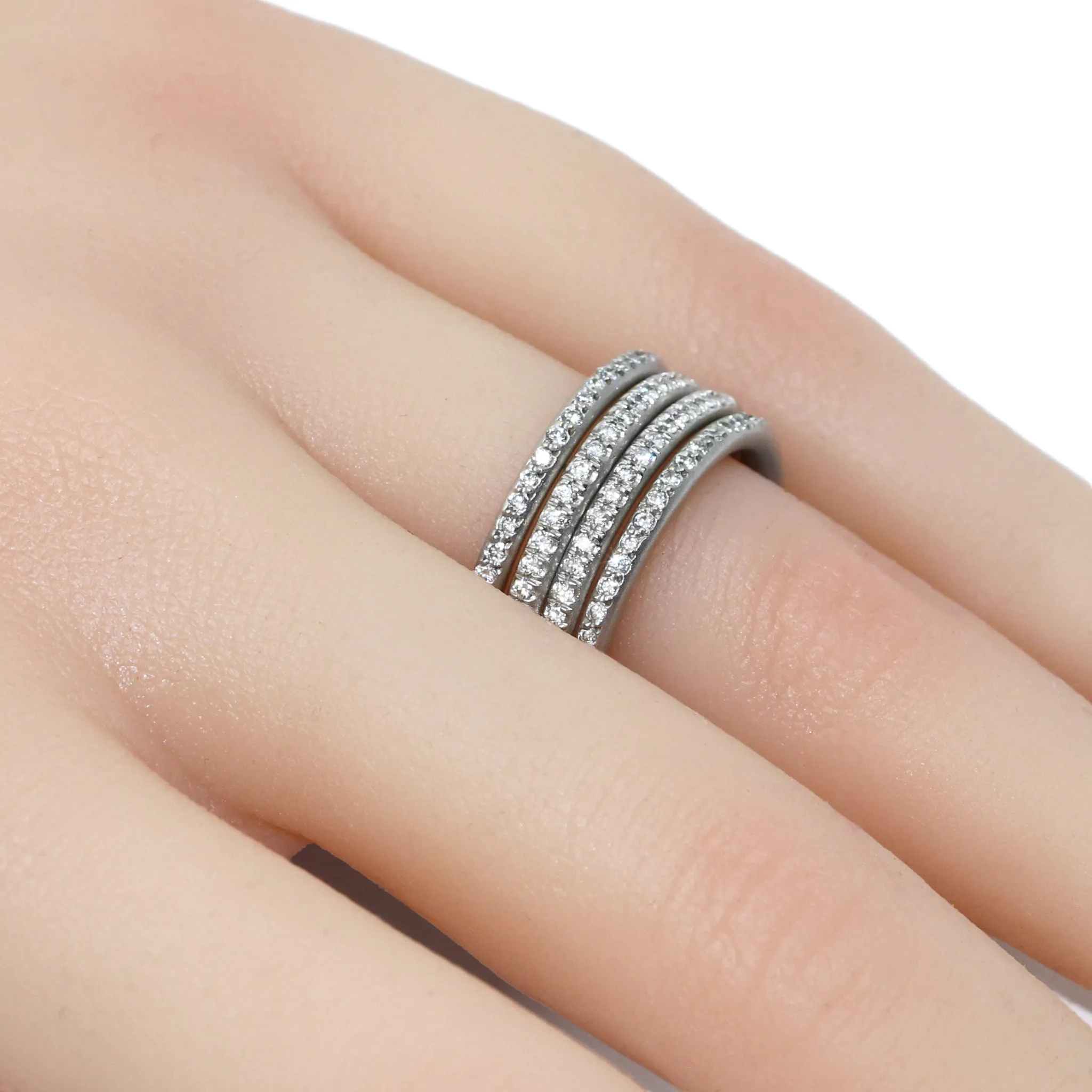 Lauren K. White Diamond Blue   Orange Sapphire Gold Stacking Ring Set
