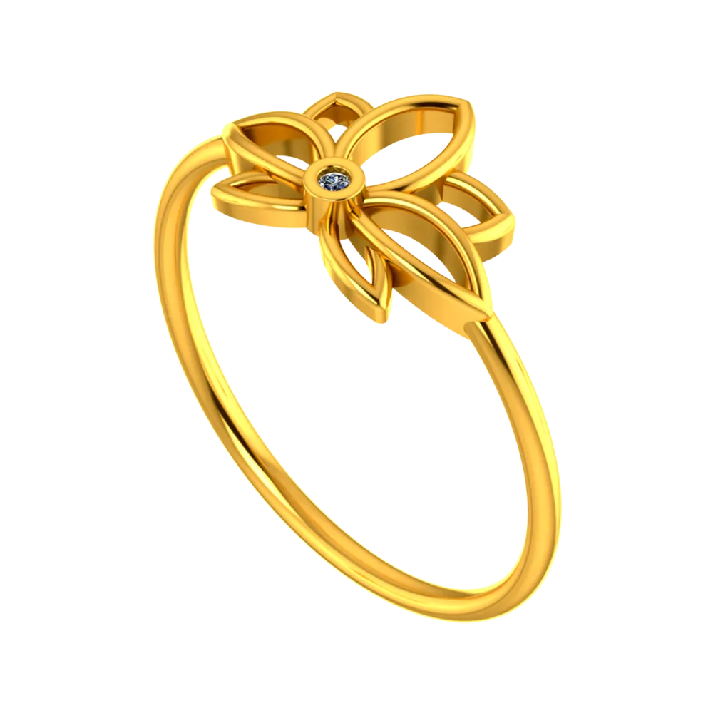 Lotus Shaped Floral Design On Top Of A 18k Diamond Ring