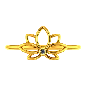 Lotus Shaped Floral Design On Top Of A 18k Diamond Ring