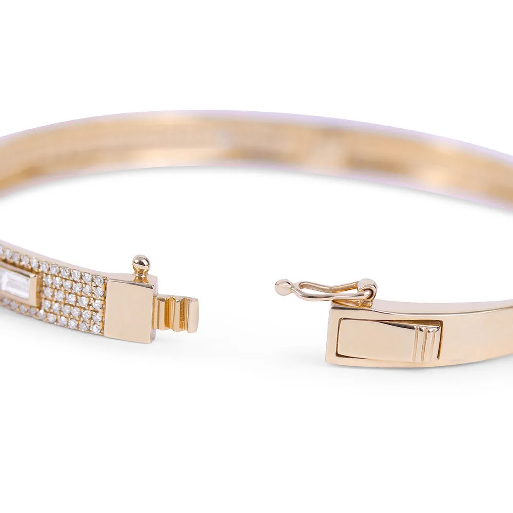 LULU DIAMOND PAV?? BANGLE WITH INSET BAGUETTE DIAMONDS