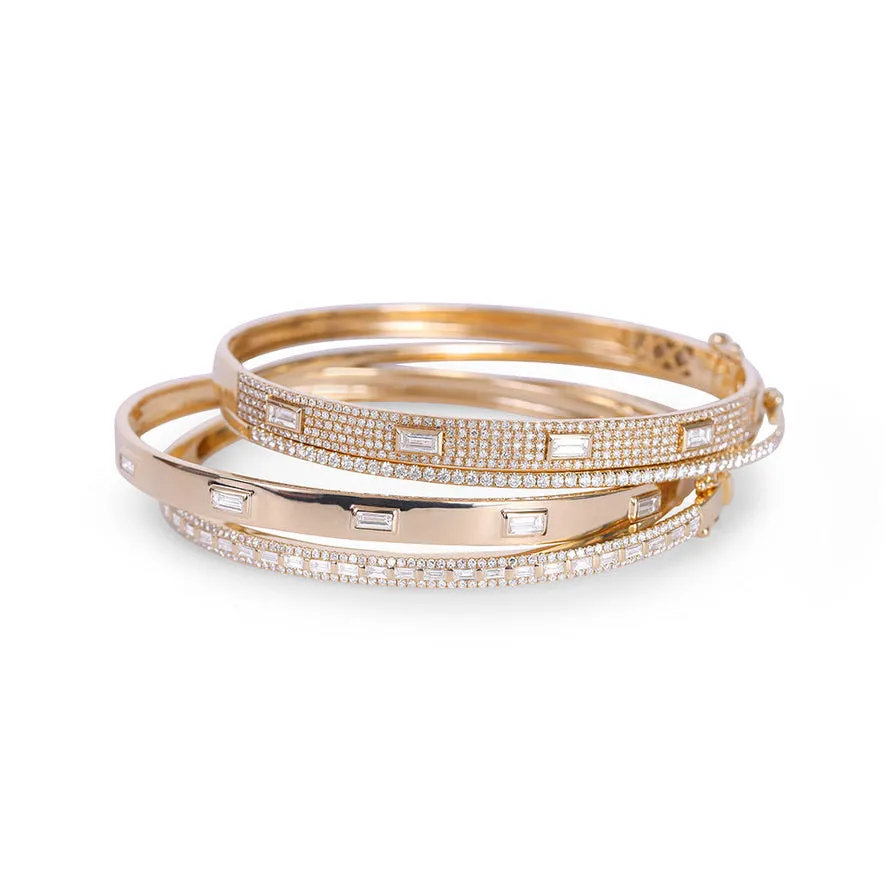 LULU DIAMOND PAV?? BANGLE WITH INSET BAGUETTE DIAMONDS