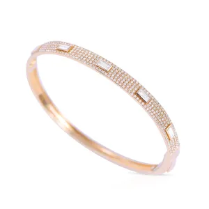 LULU DIAMOND PAV?? BANGLE WITH INSET BAGUETTE DIAMONDS