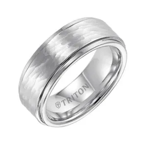 Men's 8mm Cobalt Hammered Finish Step Edge Wedding Band