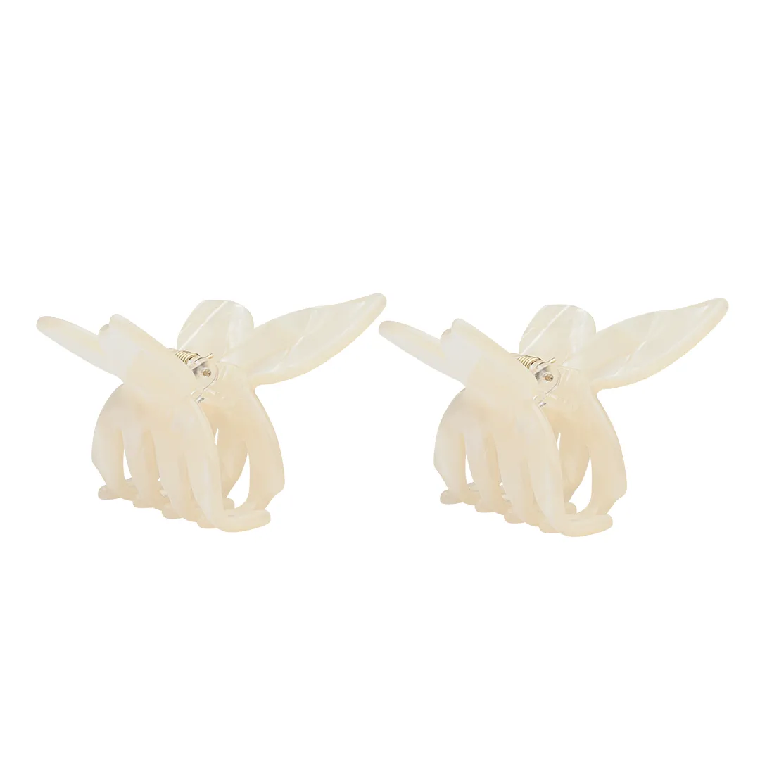 MINI BUTTERFLY CLIPS SILK WHITE