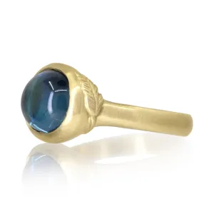 Monica Marcella One of a Kind Oval Indicolite Gold Feather Ring