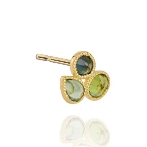 Mosaik Ear Stud Topaz , Tourmaline - 18k Gold