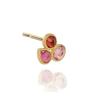 Mosaik Ear Stud Tourmaline, Garnet - 18k Gold