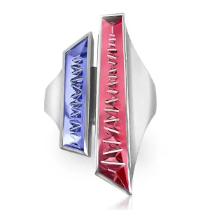 Munsteiner Tanzanite Red Pink Tourmaline Platinum Twins One of a Kind Art Ring