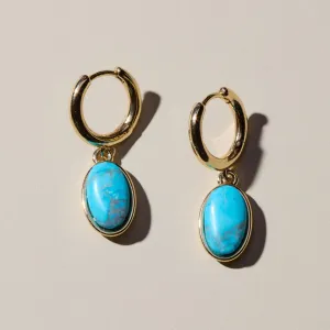 N&S Turquoise Oval Stone Huggies
