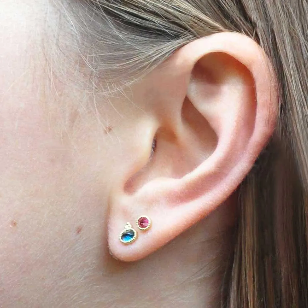 Nova Ear Stud Pink Tourmaline - 18k Gold -Sold by piece