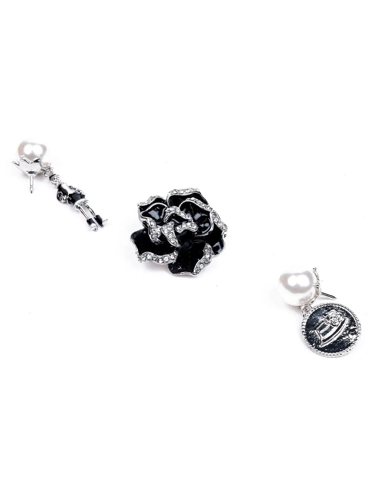 Odette Women Black And White Metal Brooch