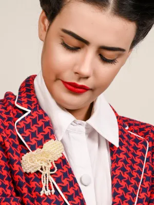 Odette Women Black Metal Brooch
