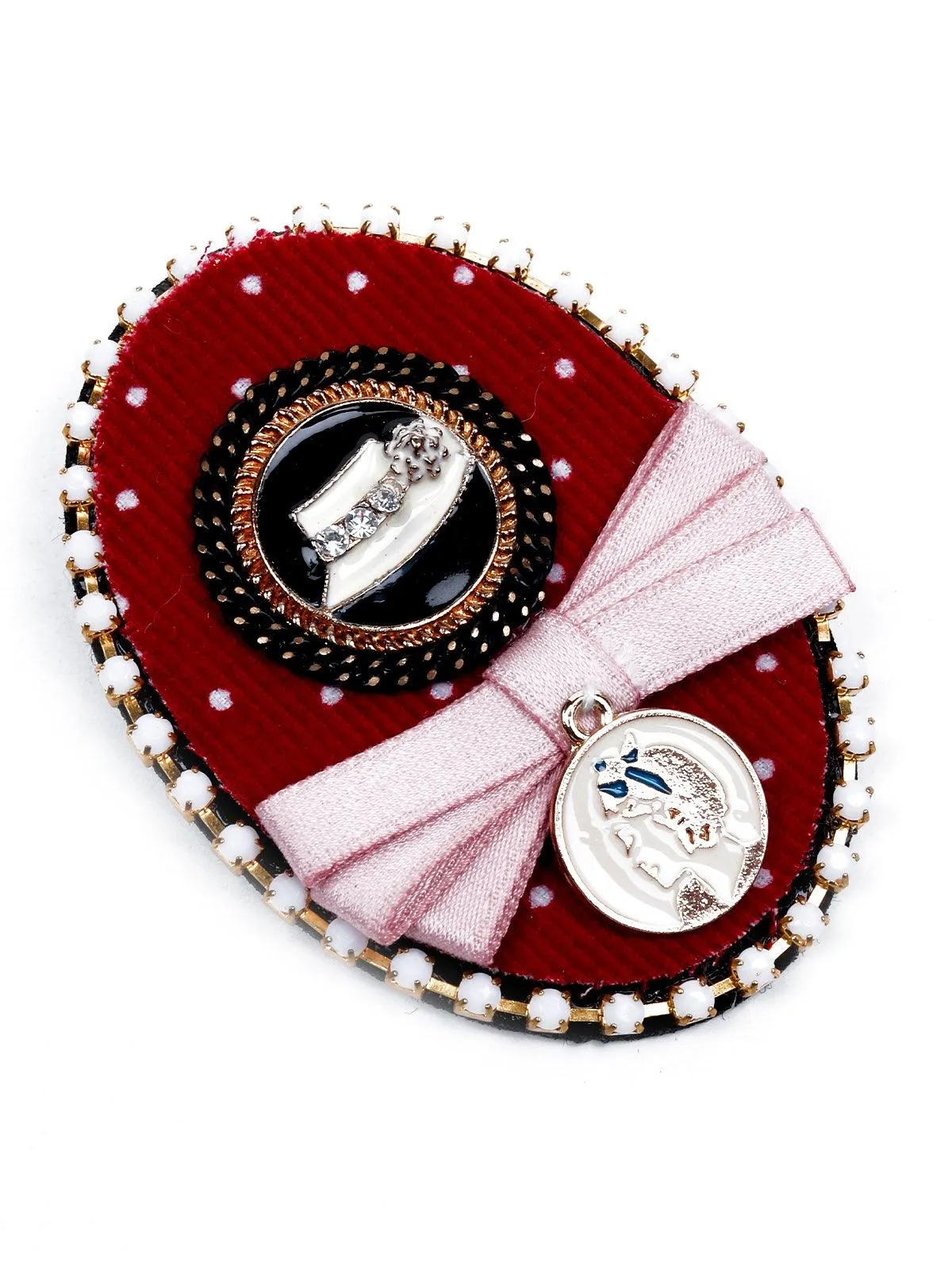 Odette Women Red Metal Brooch