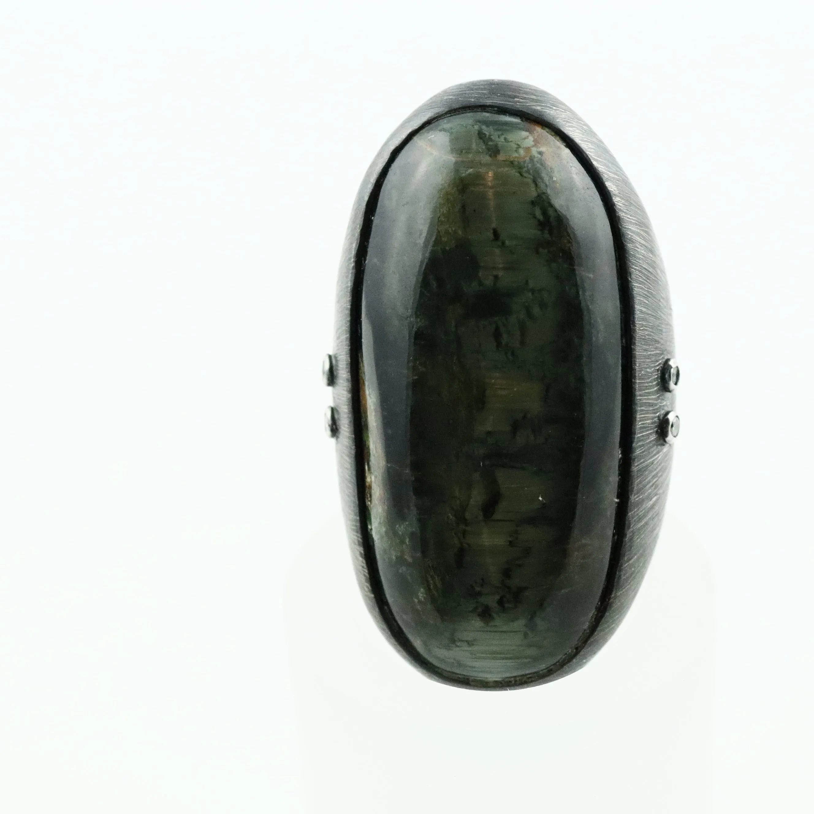 Oval Shape Green Tourmaline With Diamonds Ring