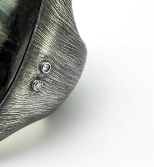 Oval Shape Green Tourmaline With Diamonds Ring