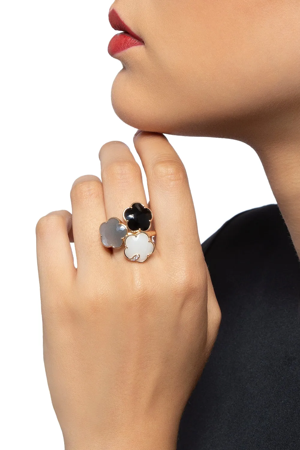 Pasquale Bruni Bouquet Lunaire 18ct Rose Gold Diamond Moon Gems Flower Ring