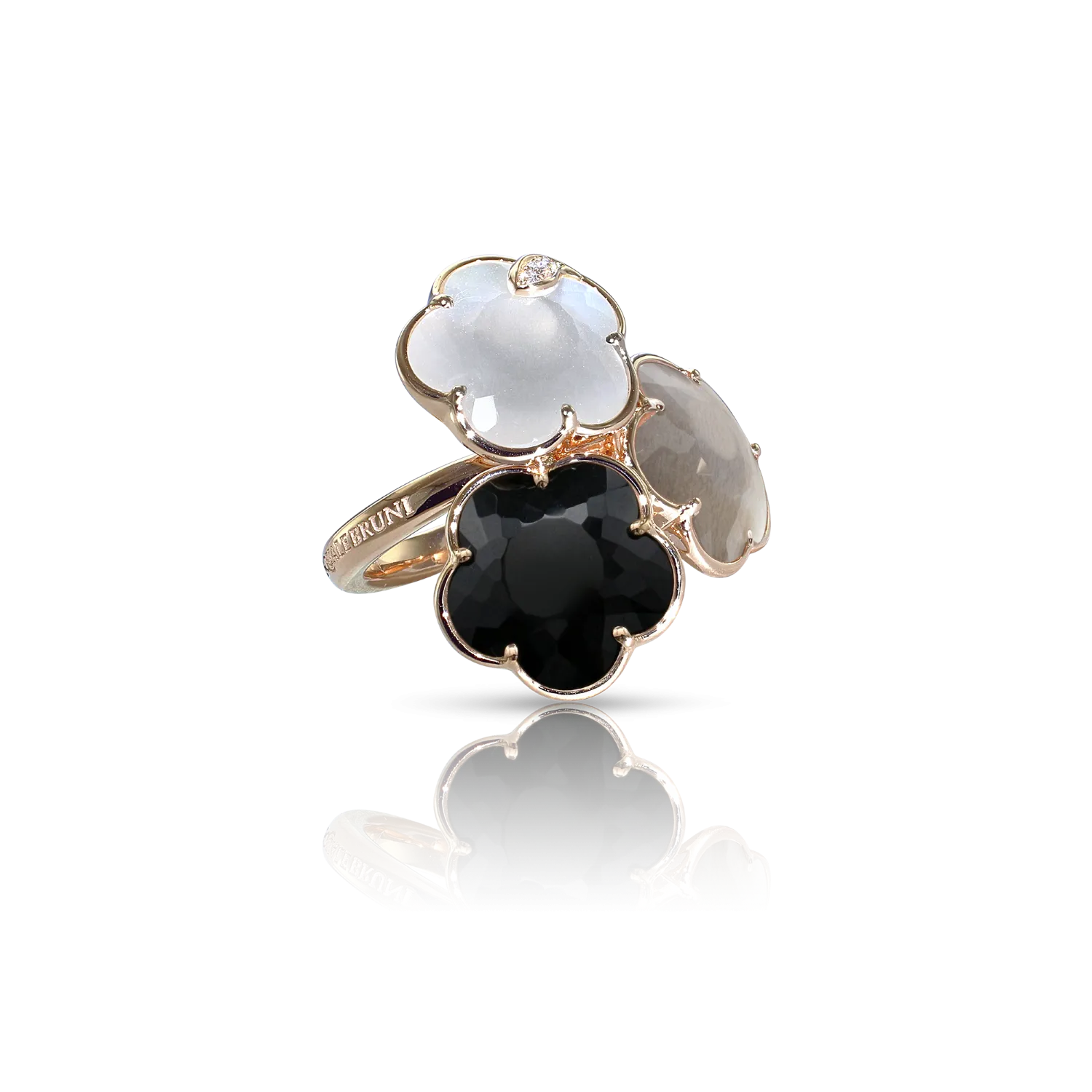 Pasquale Bruni Bouquet Lunaire 18ct Rose Gold Diamond Moon Gems Flower Ring