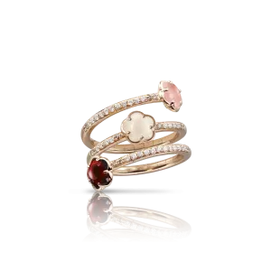 Pasquale Bruni Figlia Dei Fiori 18ct Rose Gold Diamond Gemstone Twist Ring
