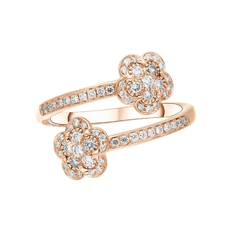 Pasquale Bruni Figlia Dei Fiori 18ct Rose Gold White and Champagne Diamond Flower Ring