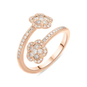 Pasquale Bruni Figlia Dei Fiori 18ct Rose Gold White and Champagne Diamond Flower Ring