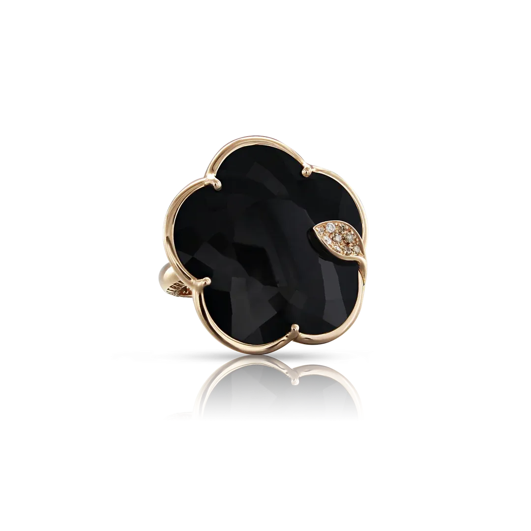 Pasquale Bruni Ton Joli 18ct Rose Gold White and Champagne Diamond Onyx Ring