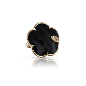 Pasquale Bruni Ton Joli 18ct Rose Gold White and Champagne Diamond Onyx Ring