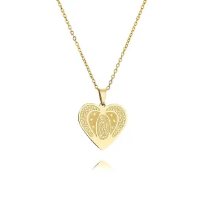Peach Heart Virgin Mary of God Virgencita Necklace