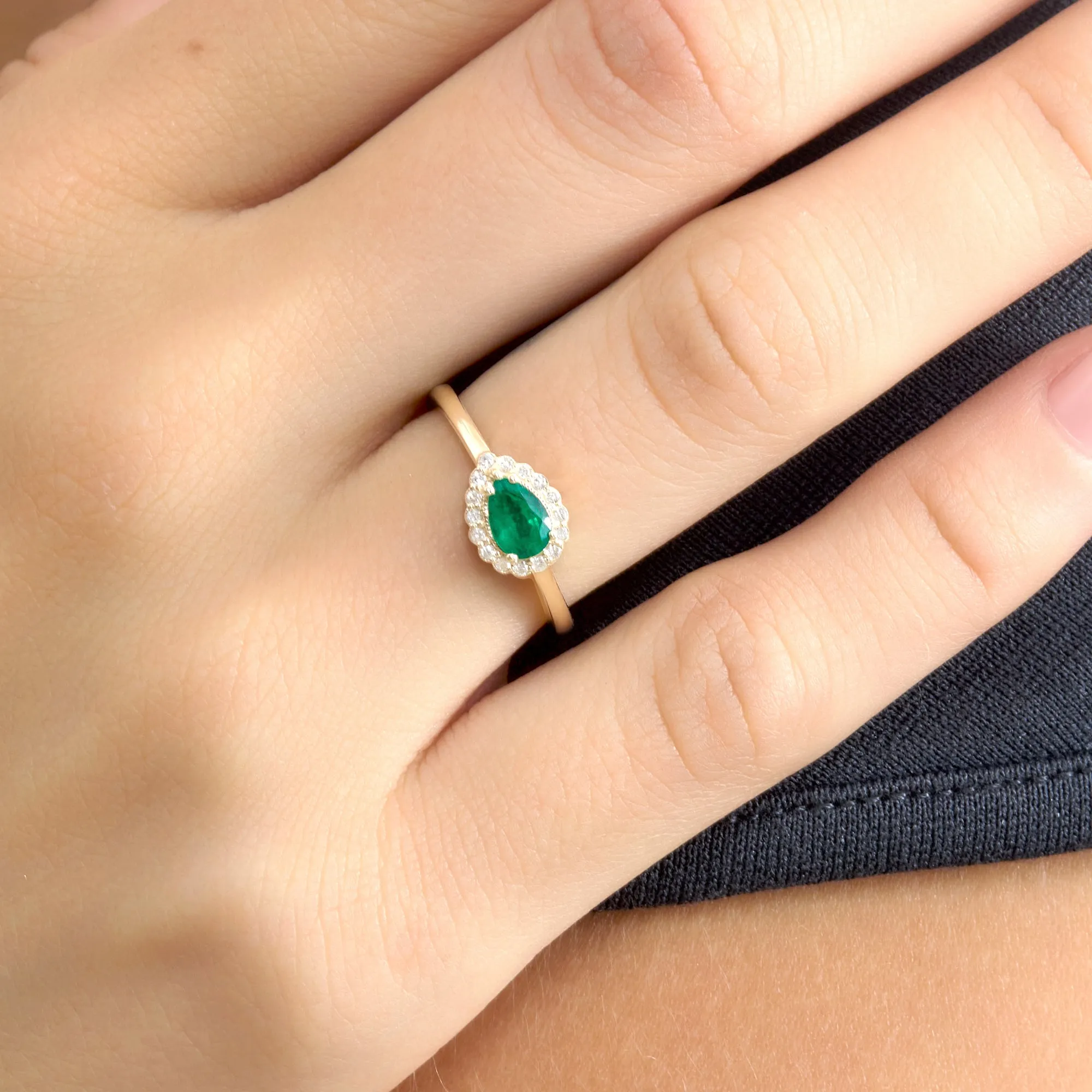 Pear-Cut Emerald Diamond Engagement Ring, Everly