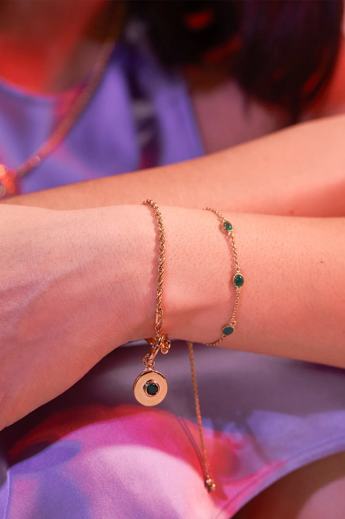 Pearl CZ T-Bar Rope Bracelet